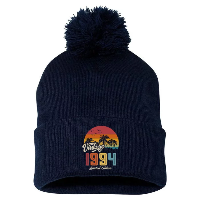 Retro Vintage Tropical Palm Trees Limited Edition 1994 30th Birthday Pom Pom 12in Knit Beanie