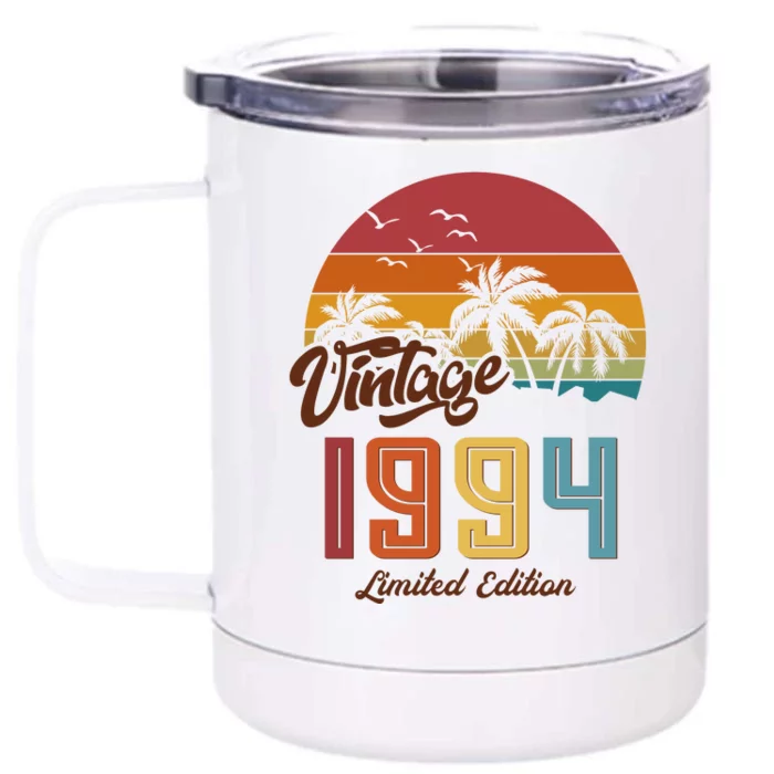 Retro Vintage Tropical Palm Trees Limited Edition 1994 30th Birthday Front & Back 12oz Stainless Steel Tumbler Cup