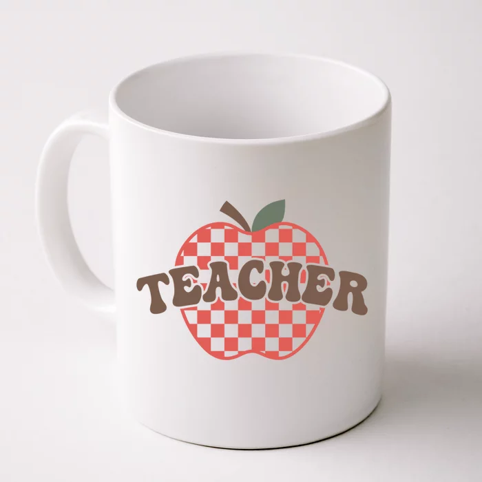 Retro Vintage Teacher Apple Checkered Teacher Valentines Day Gift Front & Back Coffee Mug