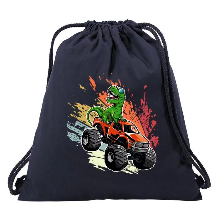 Retro Vintage Tgiftrex Dinosaur Monster Truck Gift Drawstring Bag