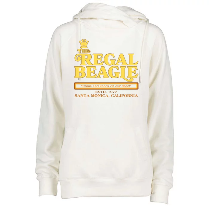 Retro Vintage The Regal Beagle ESTD 1977 Santa Monica California Womens Funnel Neck Pullover Hood