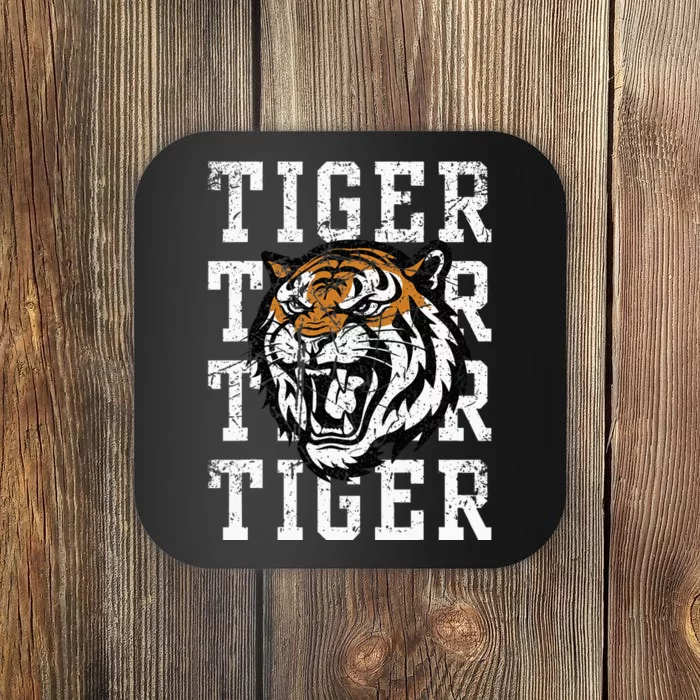 Retro Vintage Tiger Pride Tiger Mascot School Sports Team Coaster