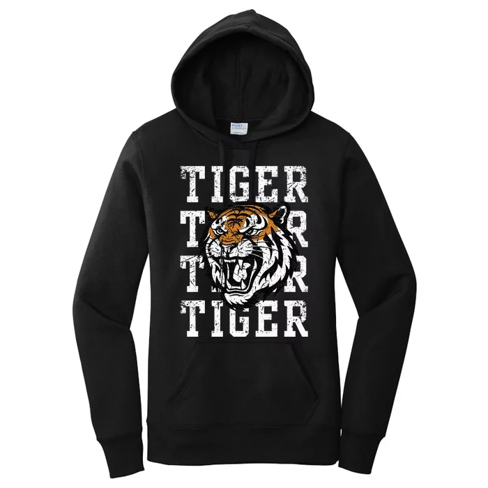 Retro Vintage Tiger Pride Tiger Mascot School Sports Team Women's Pullover Hoodie