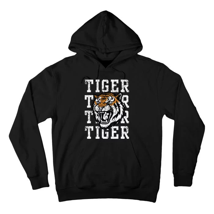 Retro Vintage Tiger Pride Tiger Mascot School Sports Team Tall Hoodie