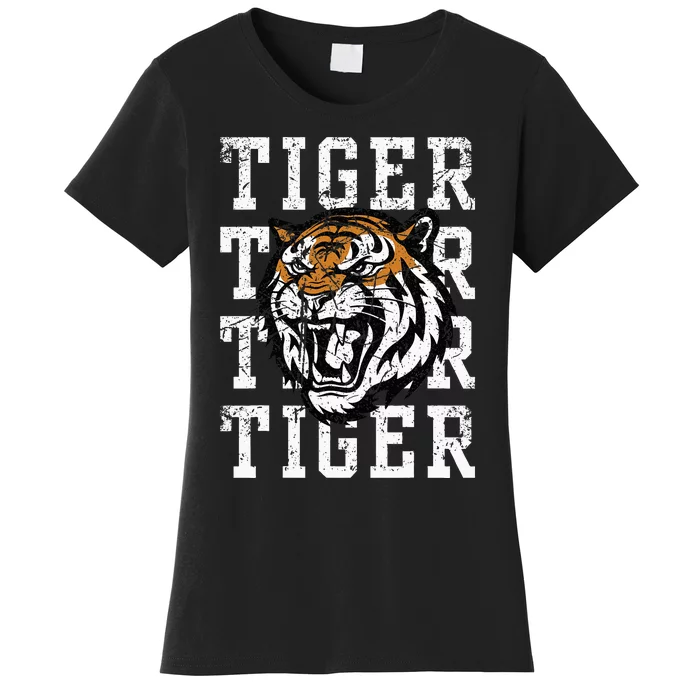 Retro Vintage Tiger Pride Tiger Mascot School Sports Team Women's T-Shirt