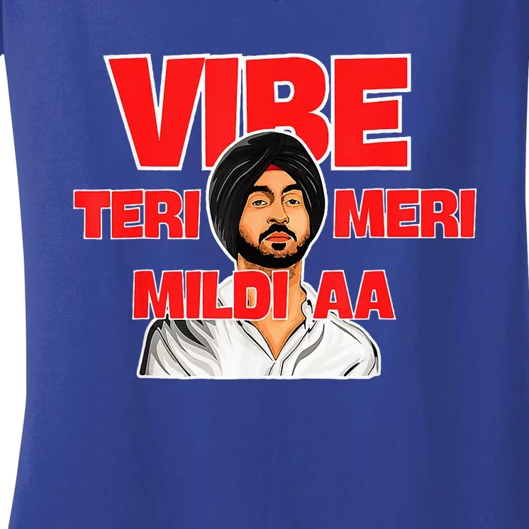 Retro Vibe Teri Meri Mildi Aa Desi Women's V-Neck T-Shirt