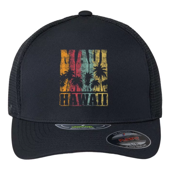 Retro Vintage Tropical Maui Hawaii Flexfit Unipanel Trucker Cap