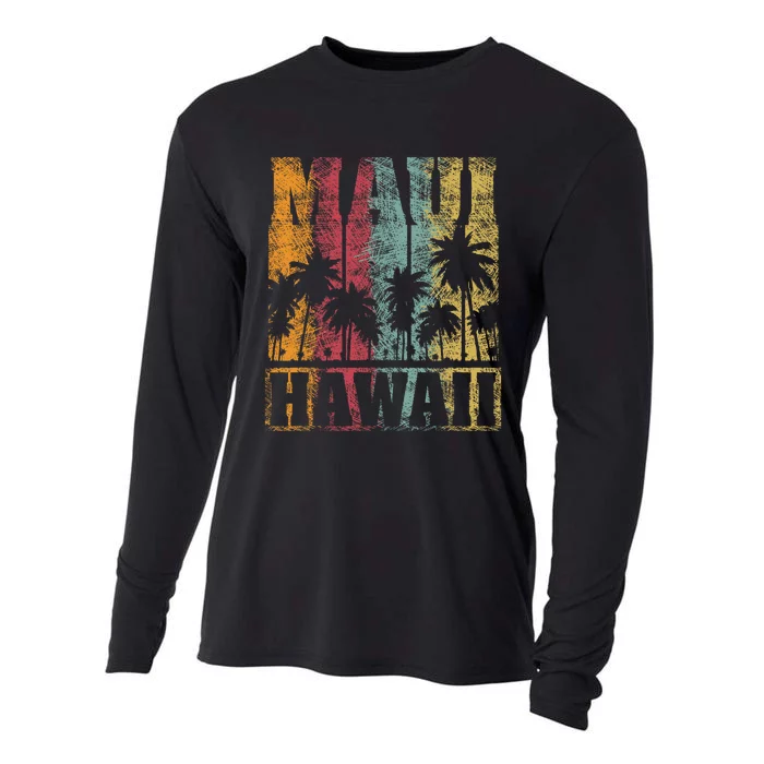 Retro Vintage Tropical Maui Hawaii Cooling Performance Long Sleeve Crew