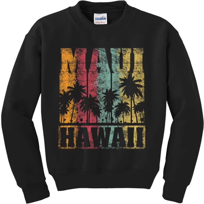 Retro Vintage Tropical Maui Hawaii Kids Sweatshirt