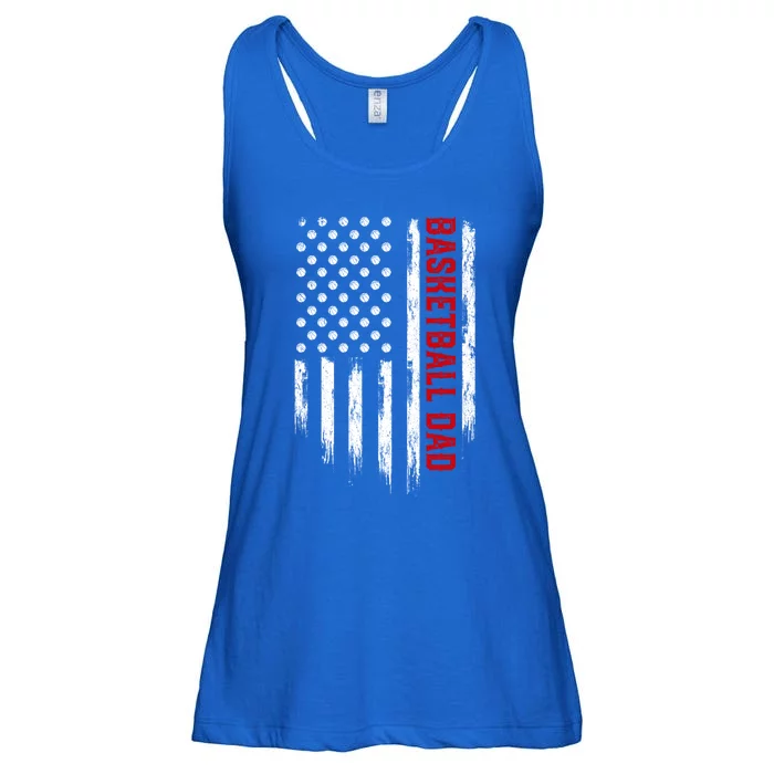 Retro Vintage Usa American Flag Basketball Dad Patriotic Gift Ladies Essential Flowy Tank