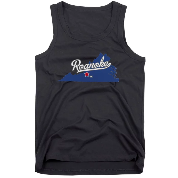 Roanoke Virginia VA Map Tank Top