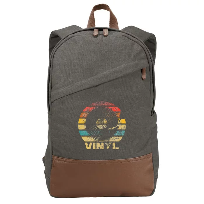 Retro Vinyl Vintage Record Player Cotton Canvas Backpack