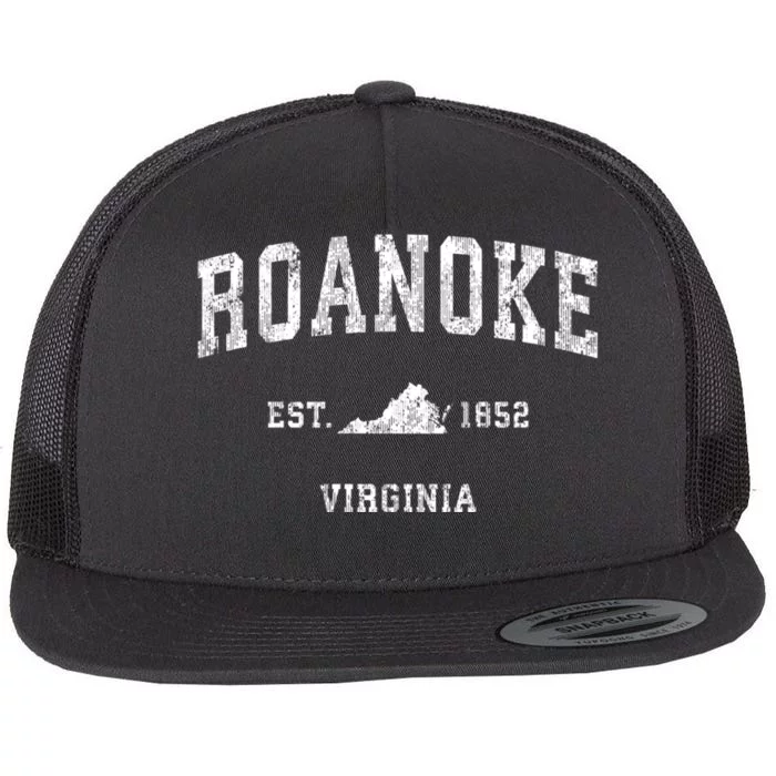 Roanoke Virginia Va Vintage Established Athletic Sports Design Flat Bill Trucker Hat