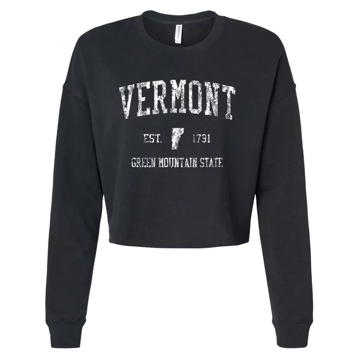 Retro Vermont Vintage Vt Sports Design Cropped Pullover Crew