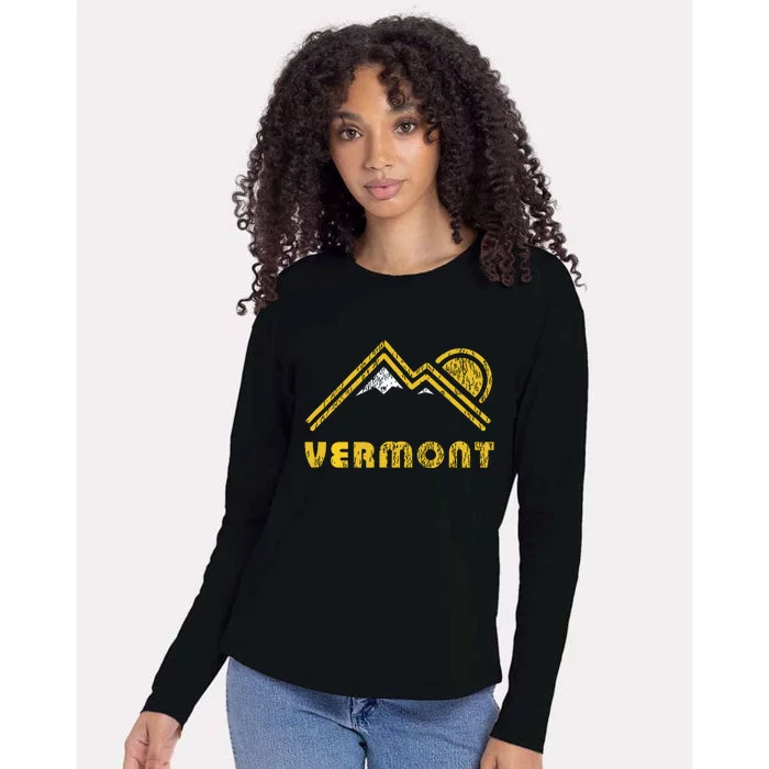 Retro Vermont Vt T Vintage Mountains Design Womens Cotton Relaxed Long Sleeve T-Shirt