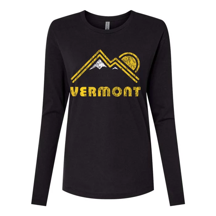 Retro Vermont Vt T Vintage Mountains Design Womens Cotton Relaxed Long Sleeve T-Shirt