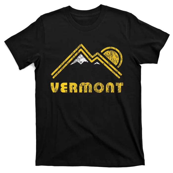 Retro Vermont Vt T Vintage Mountains Design T-Shirt