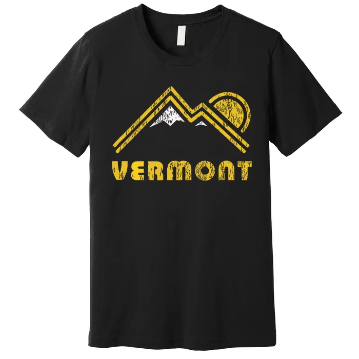 Retro Vermont Vt T Vintage Mountains Design Premium T-Shirt