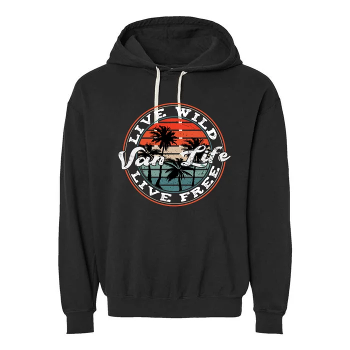 Retro Vintage Van Life Gift Garment-Dyed Fleece Hoodie