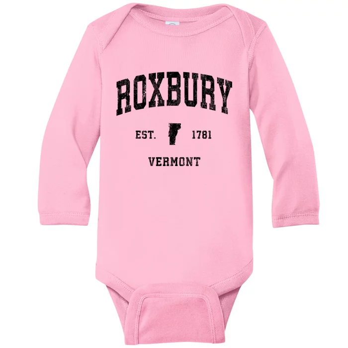 Roxbury Vermont Vt Vintage Athletic Baby Long Sleeve Bodysuit