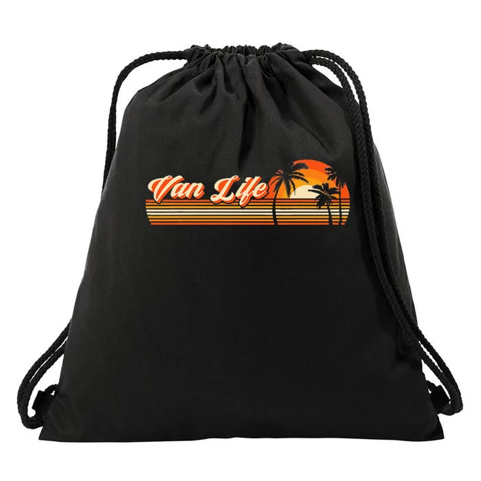 Retro Vintage Van Life Is The Real Adventure Drawstring Bag