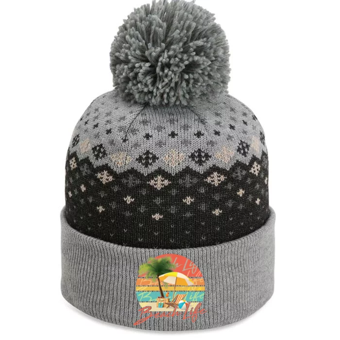 Retro Vintage Vacation Beach Life The Baniff Cuffed Pom Beanie