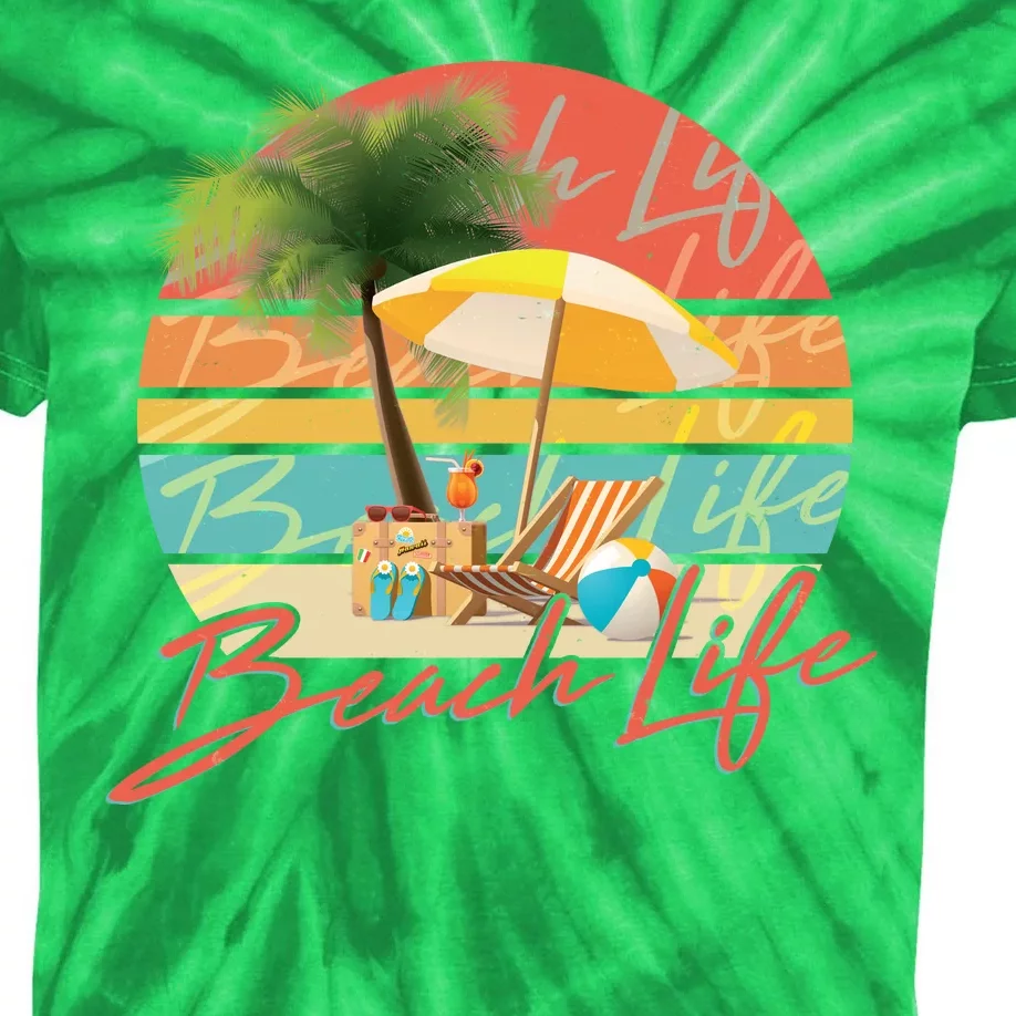 Retro Vintage Vacation Beach Life Kids Tie-Dye T-Shirt