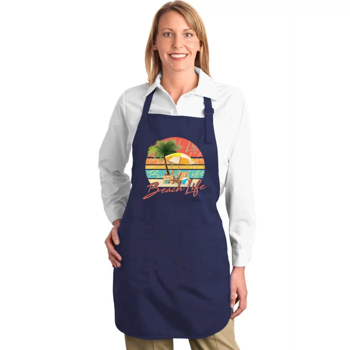 Retro Vintage Vacation Beach Life Full-Length Apron With Pocket