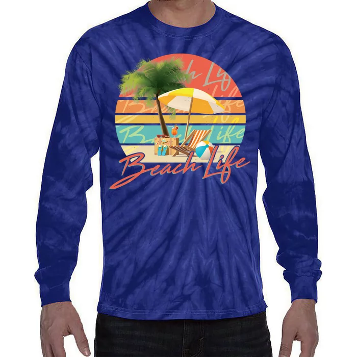 Retro Vintage Vacation Beach Life Tie-Dye Long Sleeve Shirt