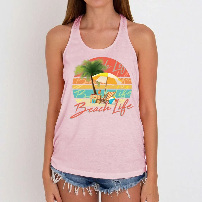 Retro Vintage Vacation Beach Life Women's Knotted Racerback Tank