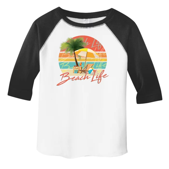 Retro Vintage Vacation Beach Life Toddler Fine Jersey T-Shirt