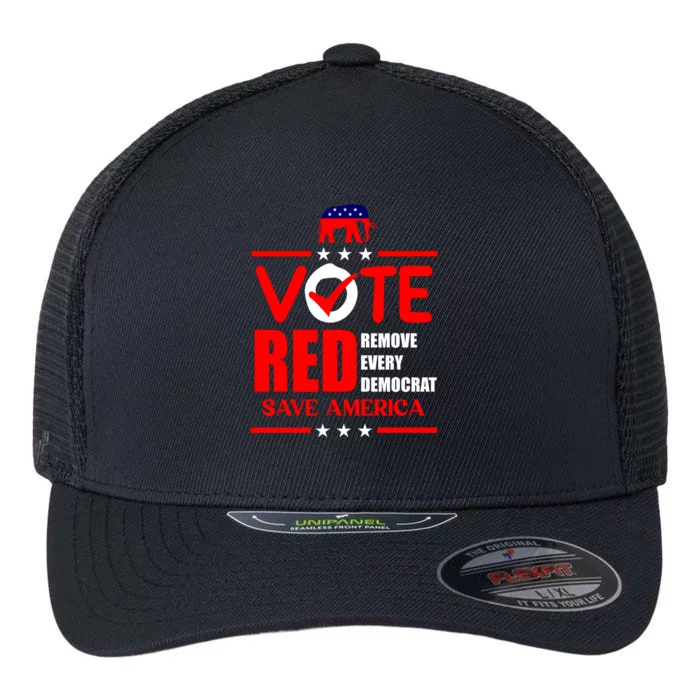 Republican Voter Vote Red Remove Democrat Save America Flexfit Unipanel Trucker Cap