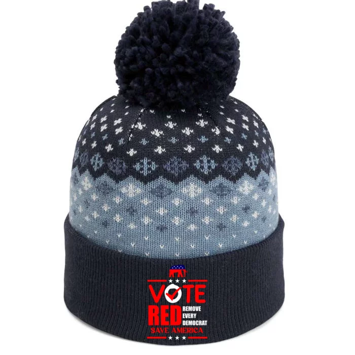 Republican Voter Vote Red Remove Democrat Save America The Baniff Cuffed Pom Beanie