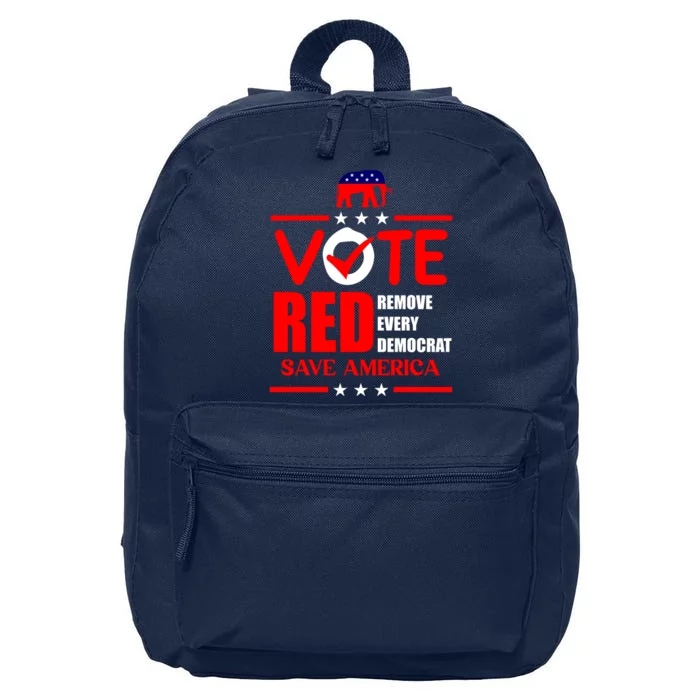 Republican Voter Vote Red Remove Democrat Save America 16 in Basic Backpack