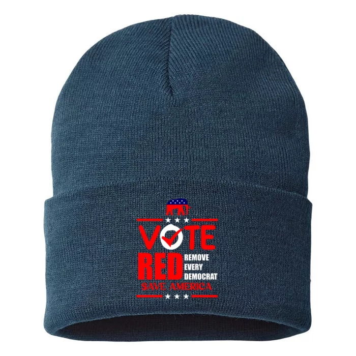 Republican Voter Vote Red Remove Democrat Save America Sustainable Knit Beanie