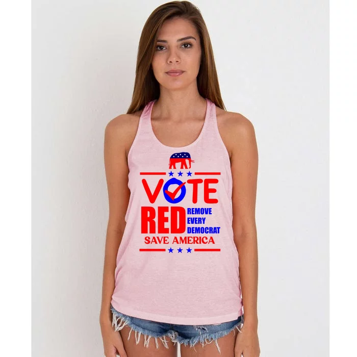 Republican Voter Vote Red Remove Democrat Save America Women's Knotted Racerback Tank