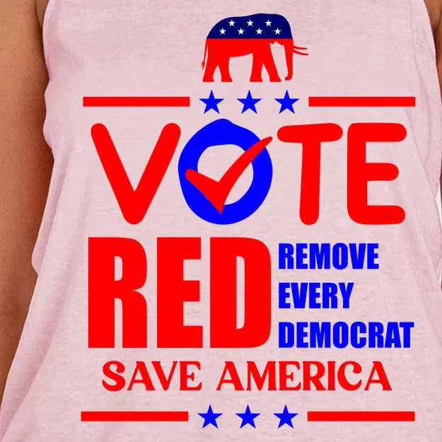 Republican Voter Vote Red Remove Democrat Save America Women's Knotted Racerback Tank