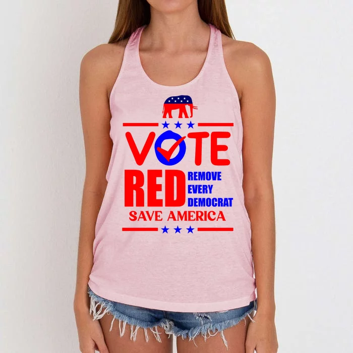 Republican Voter Vote Red Remove Democrat Save America Women's Knotted Racerback Tank