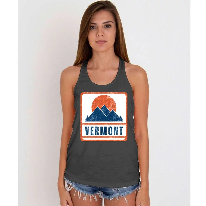 Retro Vintage Vermont USA Mountain Gift For Men Women's Knotted Racerback Tank