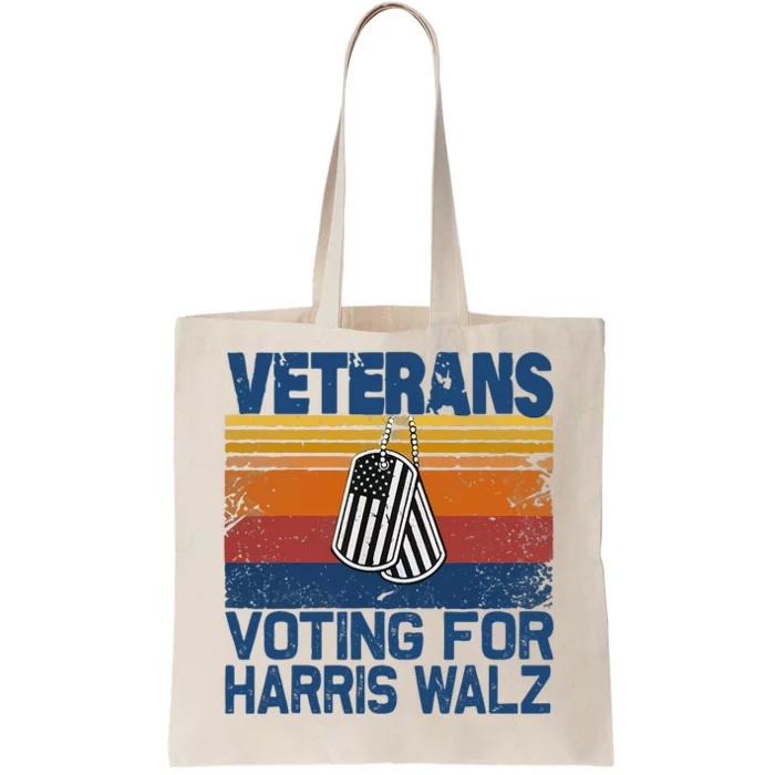 Retro Vintage Veterans Voting For Harris Walz Waltz 2024 Tote Bag