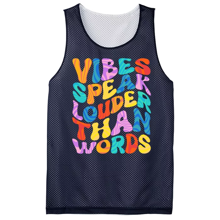 Retro Vintage Vibes Speak Louder Than Words Mesh Reversible Basketball Jersey Tank