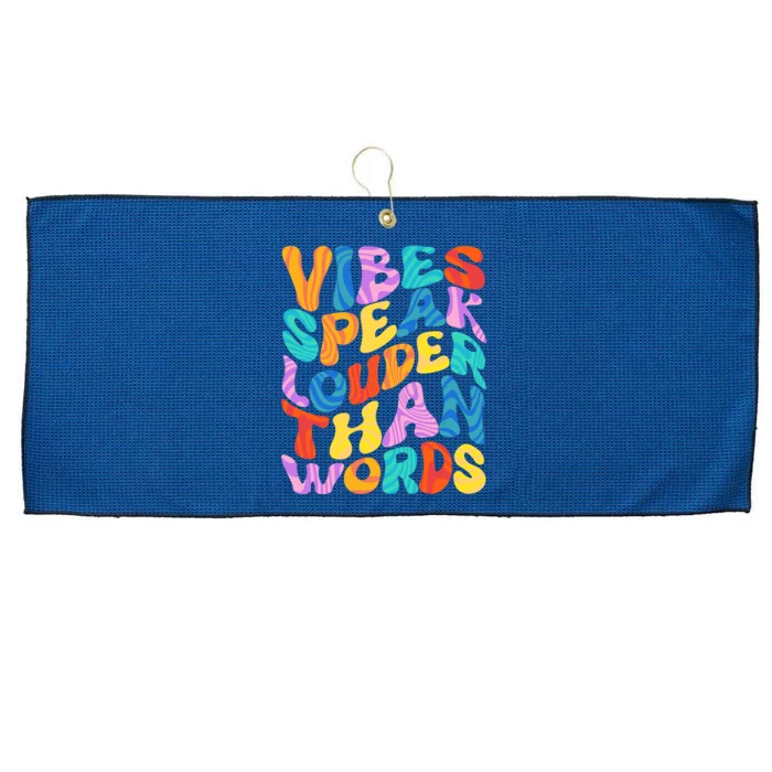 Retro Vintage Vibes Speak Louder Than Words Large Microfiber Waffle Golf Towel