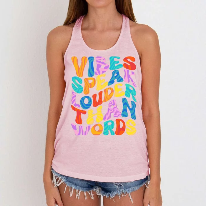 Retro Vintage Vibes Speak Louder Than Words Women's Knotted Racerback Tank