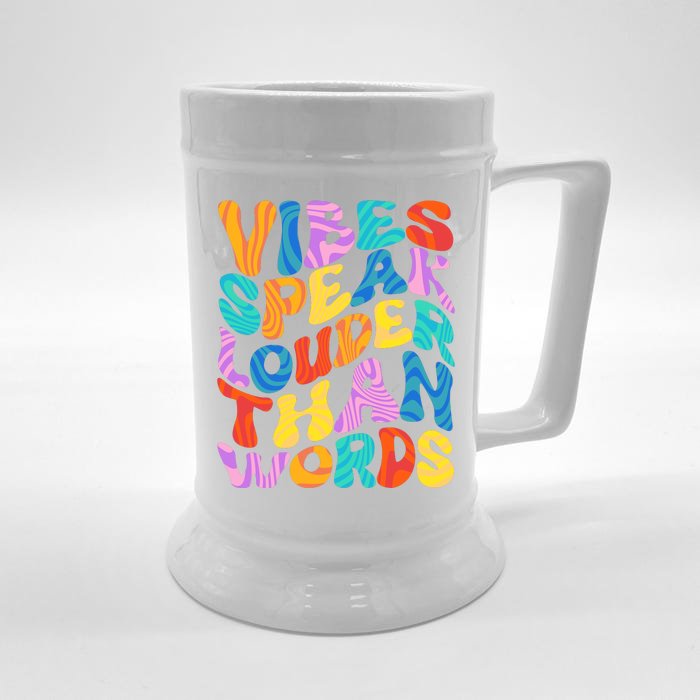 Retro Vintage Vibes Speak Louder Than Words Front & Back Beer Stein