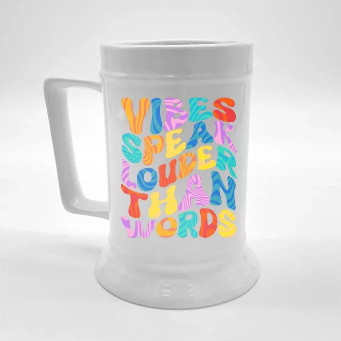 Retro Vintage Vibes Speak Louder Than Words Front & Back Beer Stein