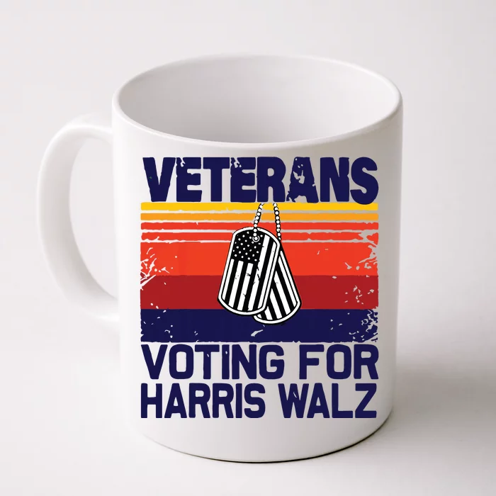 Retro Vintage Veterans Voting For Harris Walz Waltz 2024 Front & Back Coffee Mug