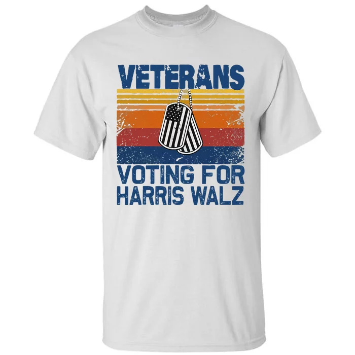 Retro Vintage Veterans Voting For Harris Walz Waltz 2024 Gift Tall T-Shirt