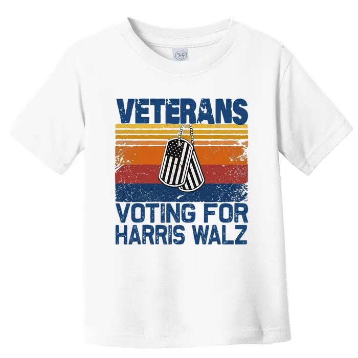 Retro Vintage Veterans Voting For Harris Walz Waltz 2024 Gift Toddler T-Shirt