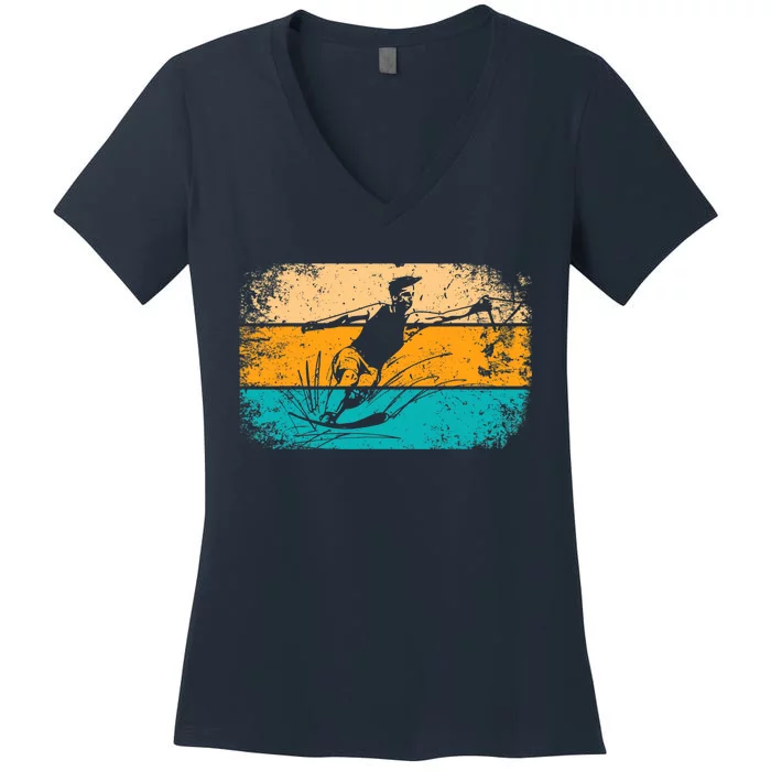 Retro Vintage Water Ski Women's V-Neck T-Shirt