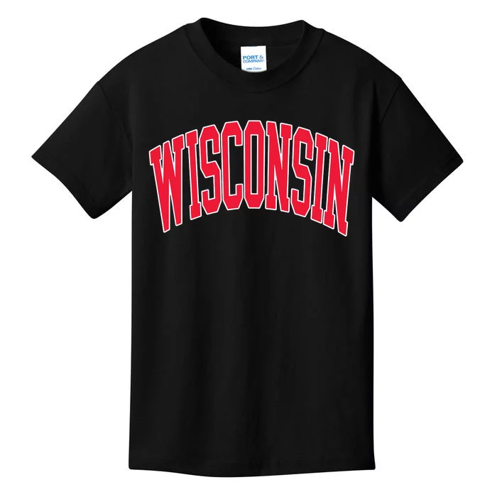 Retro Vintage Wisconsin State Distressed Souvenir Kids T-Shirt